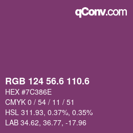 カラーコード: RGB 124 56.6 110.6 | qconv.com