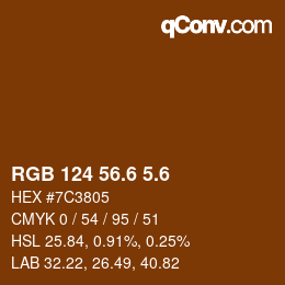 カラーコード: RGB 124 56.6 5.6 | qconv.com