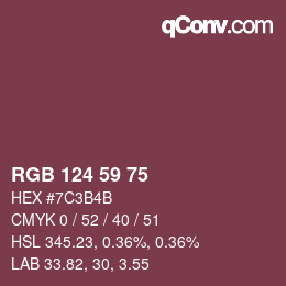 Code couleur: RGB 124 59 75 | qconv.com