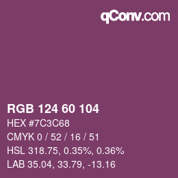颜色代码: RGB 124 60 104 | qconv.com