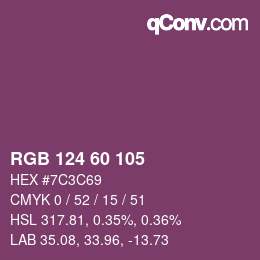 颜色代码: RGB 124 60 105 | qconv.com
