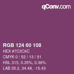カラーコード: RGB 124 60 108 | qconv.com