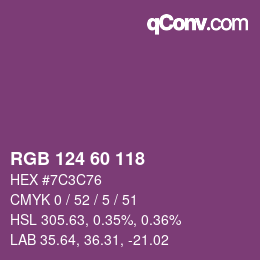 颜色代码: RGB 124 60 118 | qconv.com