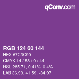 颜色代码: RGB 124 60 144 | qconv.com