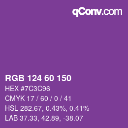 颜色代码: RGB 124 60 150 | qconv.com