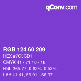 カラーコード: RGB 124 60 209 | qconv.com