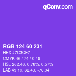 颜色代码: RGB 124 60 231 | qconv.com