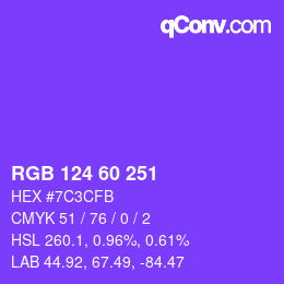 カラーコード: RGB 124 60 251 | qconv.com