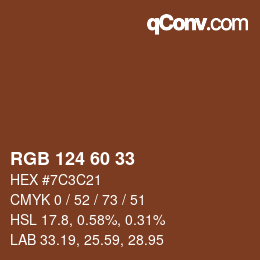 Color code: RGB 124 60 33 | qconv.com