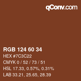 颜色代码: RGB 124 60 34 | qconv.com