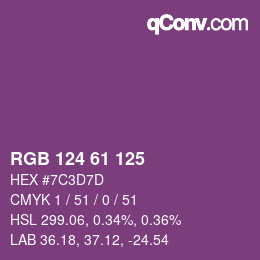 Color code: RGB 124 61 125 | qconv.com