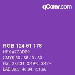 カラーコード: RGB 124 61 178 | qconv.com