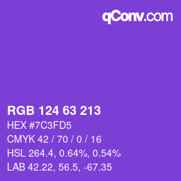 颜色代码: RGB 124 63 213 | qconv.com