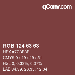 Color code: RGB 124 63 63 | qconv.com