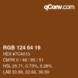 颜色代码: RGB 124 64 19 | qconv.com