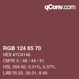 Farbcode: RGB 124 65 70 | qconv.com