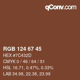 Color code: RGB 124 67 45 | qconv.com