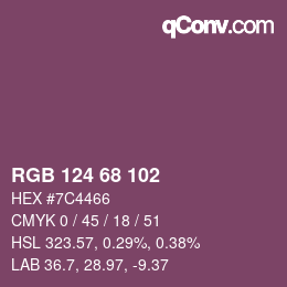 カラーコード: RGB 124 68 102 | qconv.com