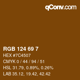 カラーコード: RGB 124 69 7 | qconv.com