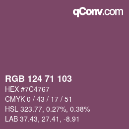 颜色代码: RGB 124 71 103 | qconv.com