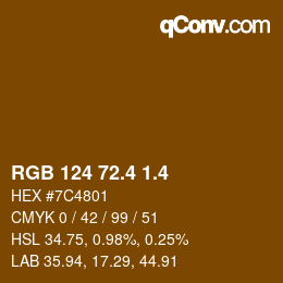 カラーコード: RGB 124 72.4 1.4 | qconv.com