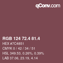 カラーコード: RGB 124 72.4 81.4 | qconv.com
