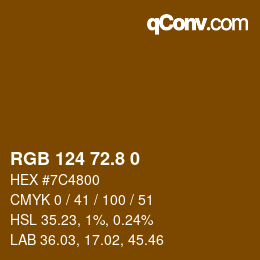 Color code: RGB 124 72.8 0 | qconv.com
