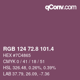 カラーコード: RGB 124 72.8 101.4 | qconv.com