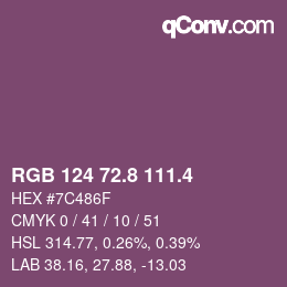カラーコード: RGB 124 72.8 111.4 | qconv.com