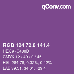 カラーコード: RGB 124 72.8 141.4 | qconv.com