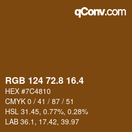 カラーコード: RGB 124 72.8 16.4 | qconv.com