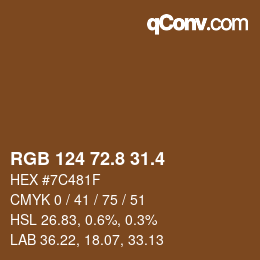カラーコード: RGB 124 72.8 31.4 | qconv.com