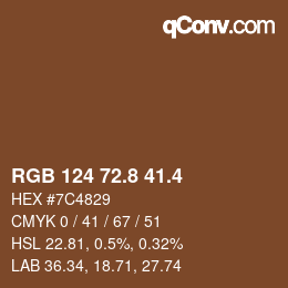 カラーコード: RGB 124 72.8 41.4 | qconv.com