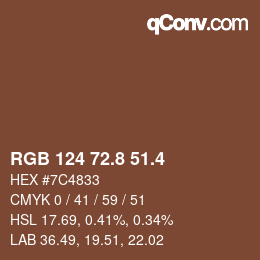 カラーコード: RGB 124 72.8 51.4 | qconv.com