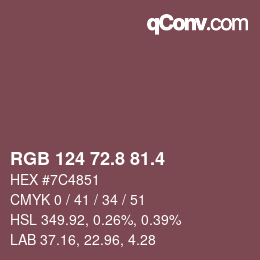 カラーコード: RGB 124 72.8 81.4 | qconv.com