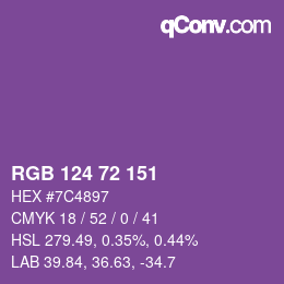 Color code: RGB 124 72 151 | qconv.com