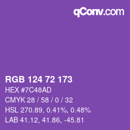 Farbcode: RGB 124 72 173 | qconv.com