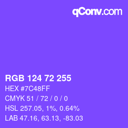 Color code: RGB 124 72 255 | qconv.com