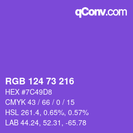 颜色代码: RGB 124 73 216 | qconv.com