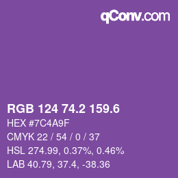 カラーコード: RGB 124 74.2 159.6 | qconv.com