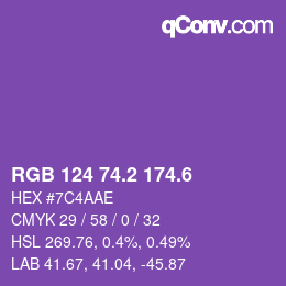 カラーコード: RGB 124 74.2 174.6 | qconv.com