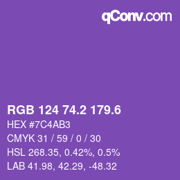 カラーコード: RGB 124 74.2 179.6 | qconv.com