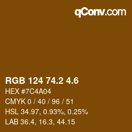 カラーコード: RGB 124 74.2 4.6 | qconv.com