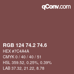 カラーコード: RGB 124 74.2 74.6 | qconv.com
