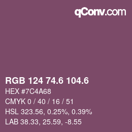 カラーコード: RGB 124 74.6 104.6 | qconv.com