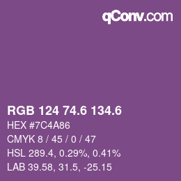 カラーコード: RGB 124 74.6 134.6 | qconv.com