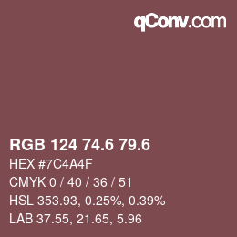 カラーコード: RGB 124 74.6 79.6 | qconv.com
