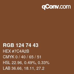 カラーコード: RGB 124 74 43 | qconv.com