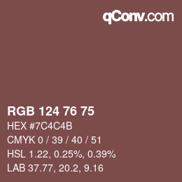 カラーコード: RGB 124 76 75 | qconv.com