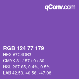 颜色代码: RGB 124 77 179 | qconv.com
